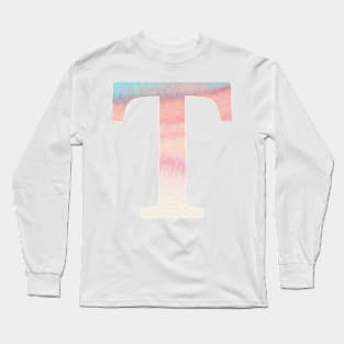 The Letter T Rainbow Watercolor Design Long Sleeve T-Shirt